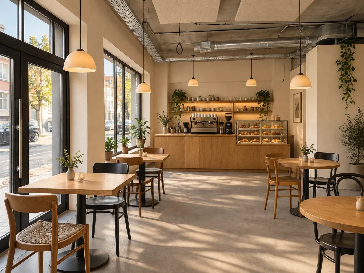 Realistische Visualisierung nach der Bearbeitung für Café mit KI einrichten