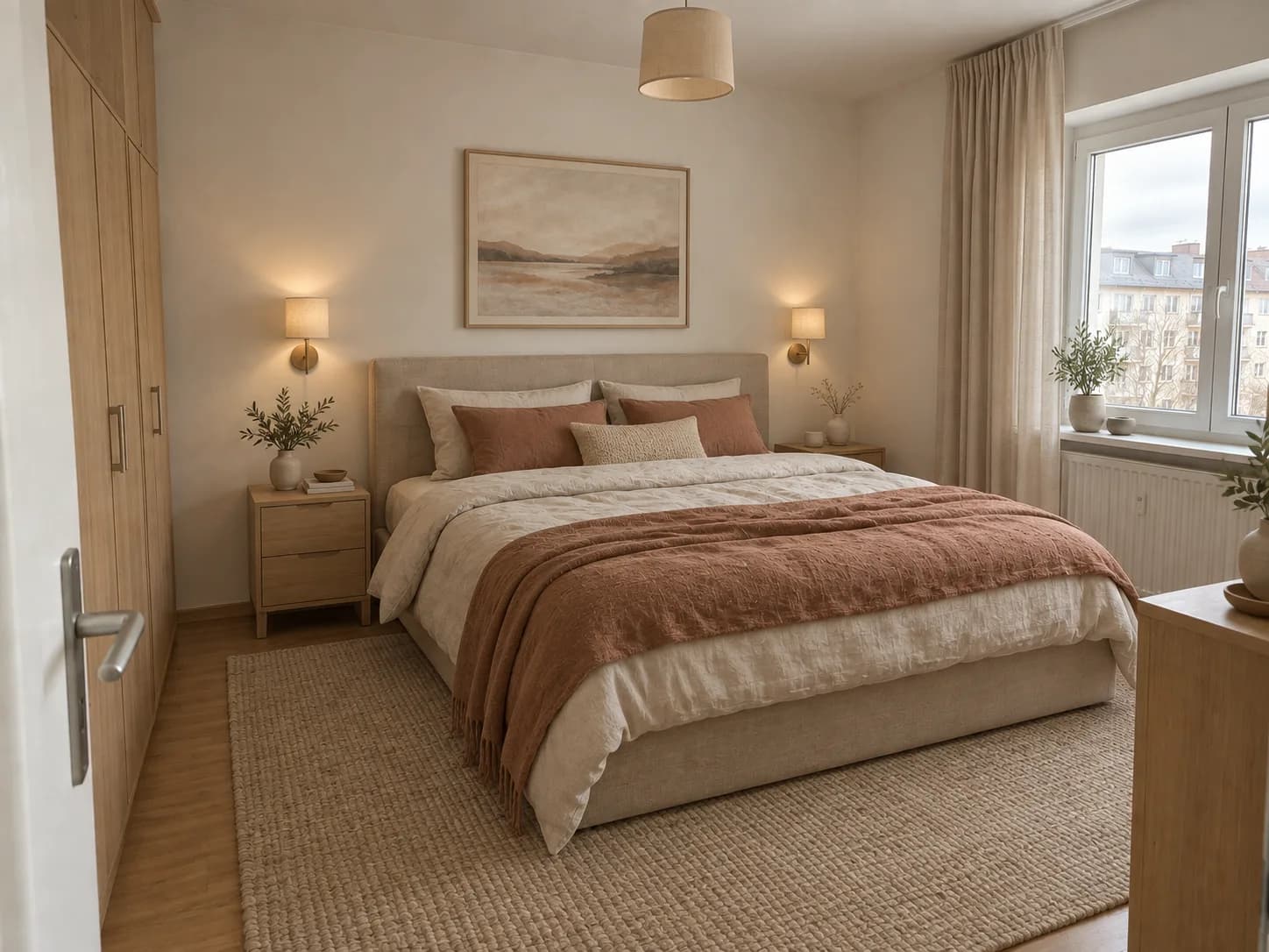 Realistische Visualisierung nach der Bearbeitung für Schlafzimmer mit KI gestalten