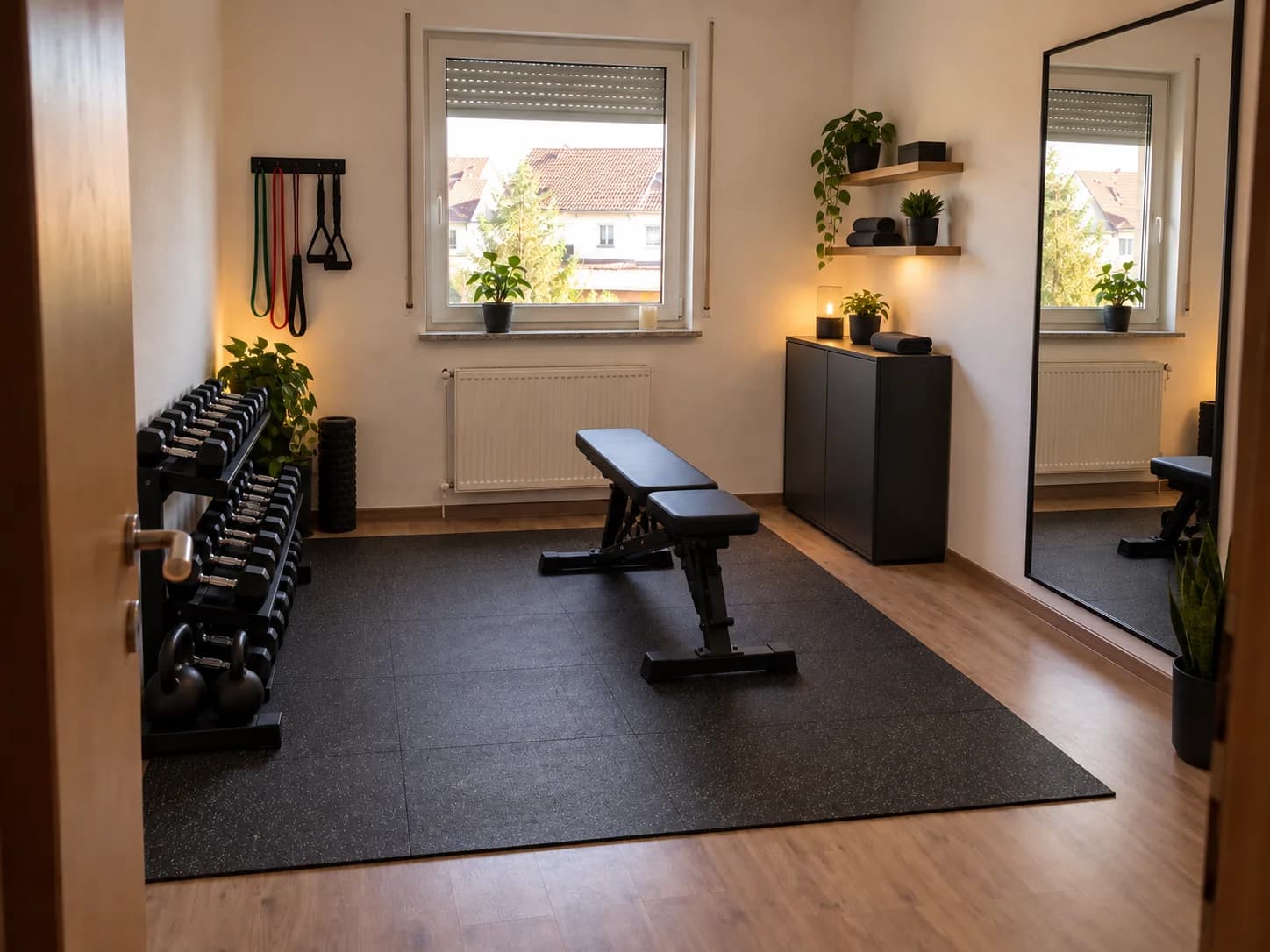 Realistische Visualisierung nach der Bearbeitung für Home-Gym mit KI planen